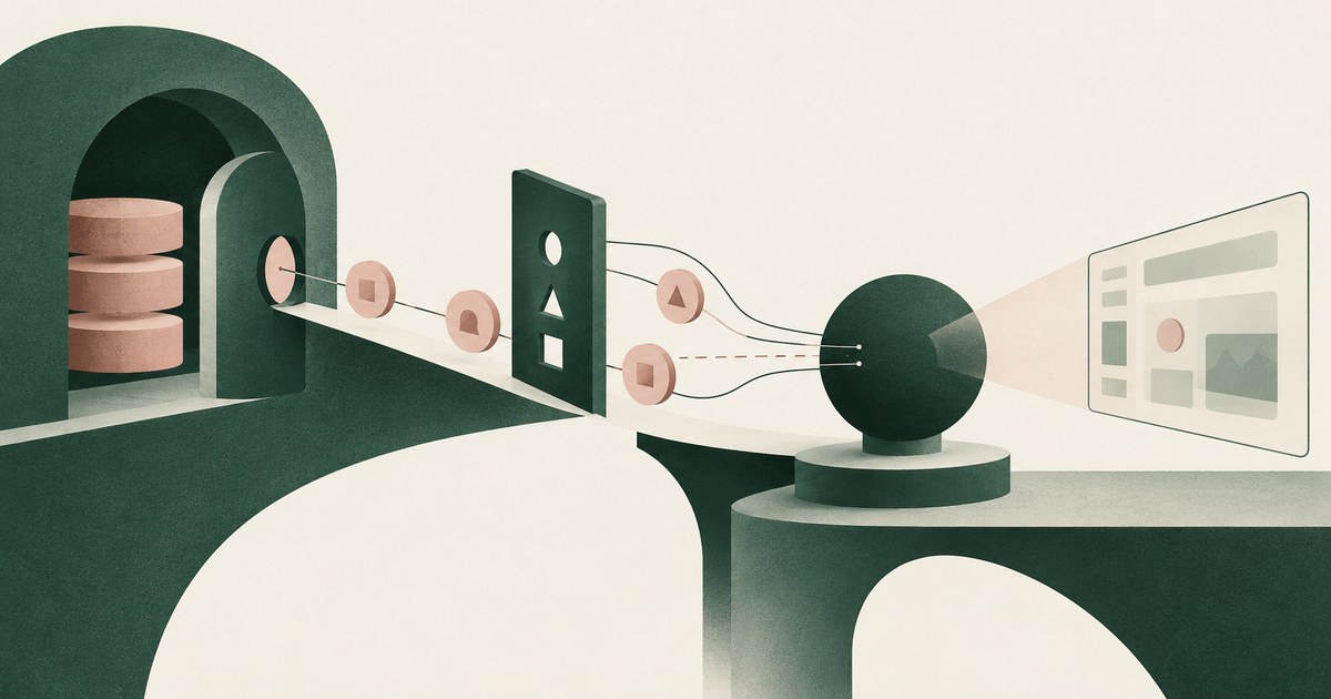 A protected data store releases scoped credential tokens through a filter toward an agent node and application screen.