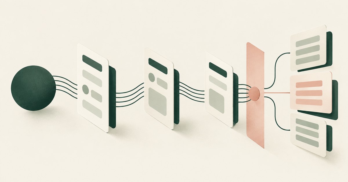 An abstract agent reaches selected workflow records through several screen layers and a separate data boundary.