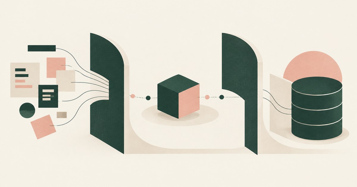 A central agent block is separated by two tall boundaries from application records and a data store.