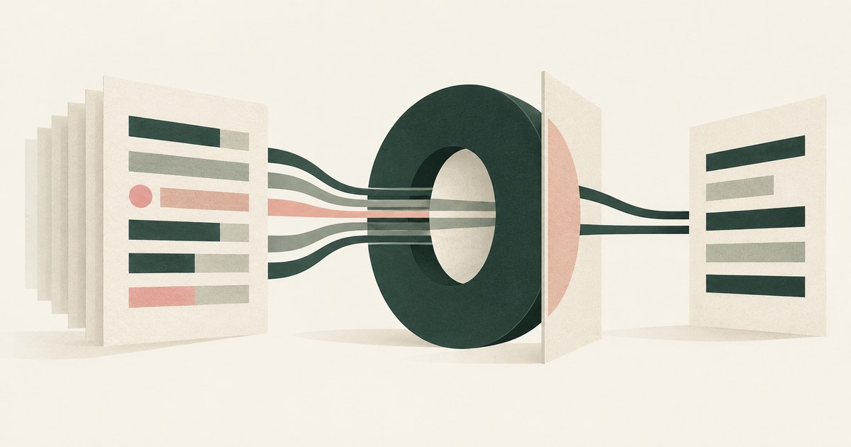 Record streams pass through a bounded test ring and emerge as a smaller set of permitted task fields.
