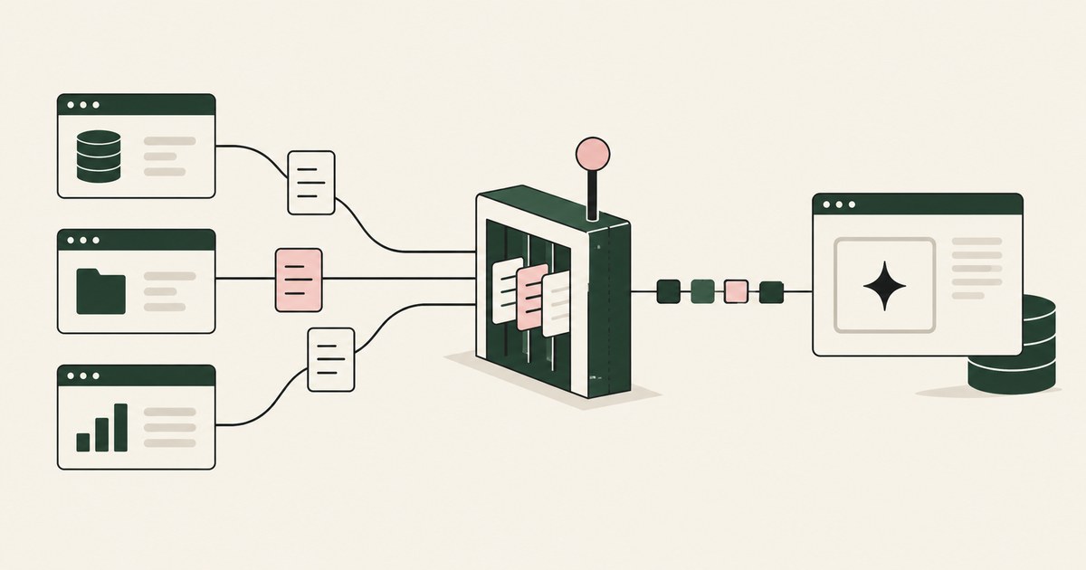 Application records are reduced to a short token stream before reaching a model window.
