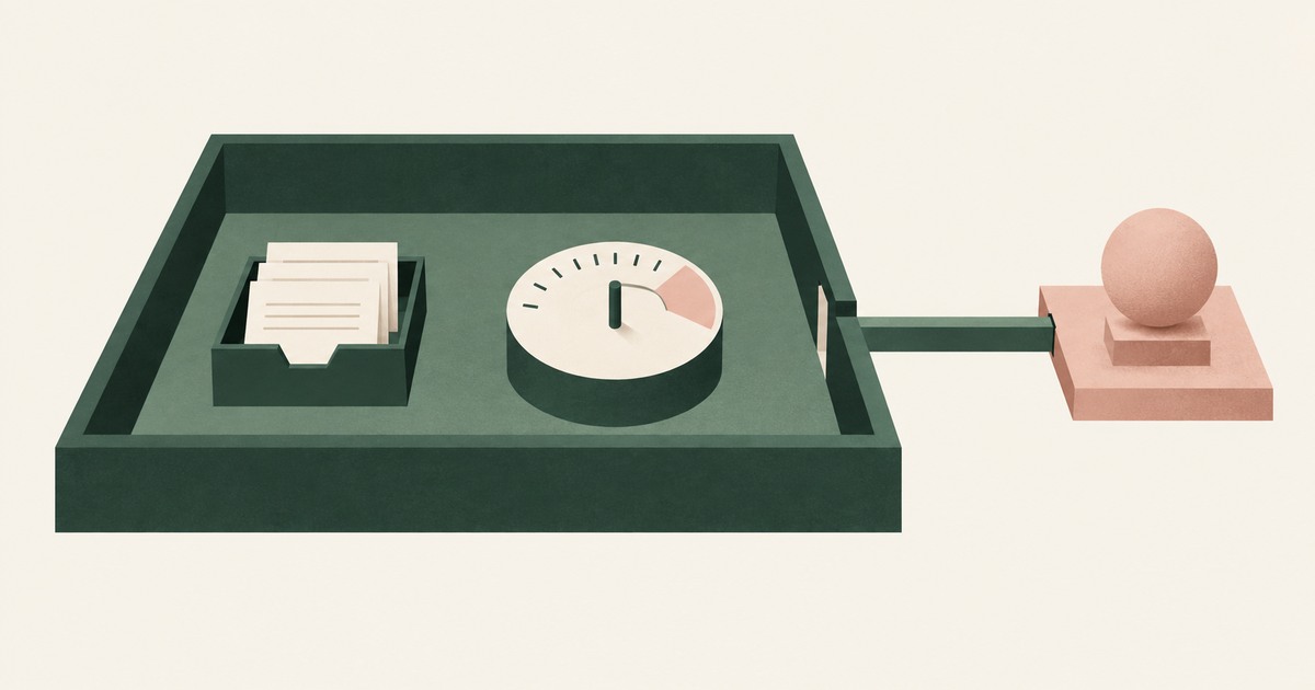 A customer control tray with documents and an approval dial connects to a separate model sphere, illustrating independent model control.
