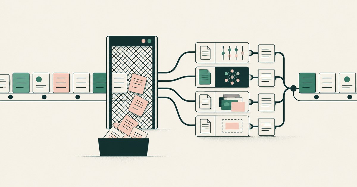 Document records pass a detection mesh and several contextual policy checks.