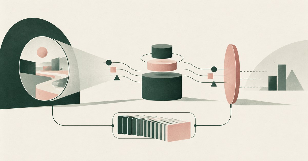 An abstract oversight ring views a layered processing node, a control boundary, and a connected record of activity.