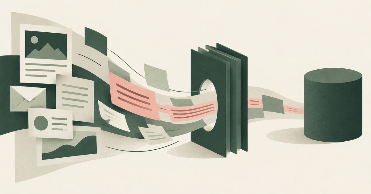 Instructions hidden among web pages and messages flow through a layered boundary toward an agent cylinder.