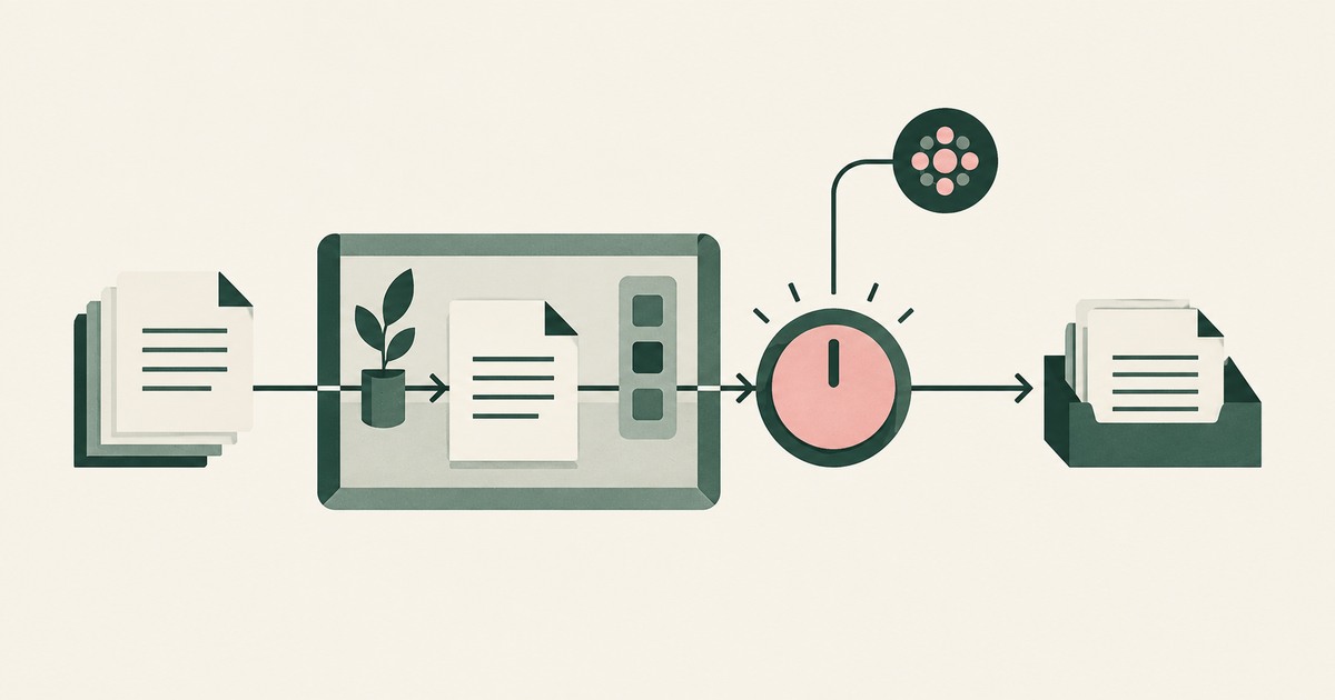 Workflow documents pass through an application and a prominent approval dial before reaching the output tray, illustrating Supervised Delegation.