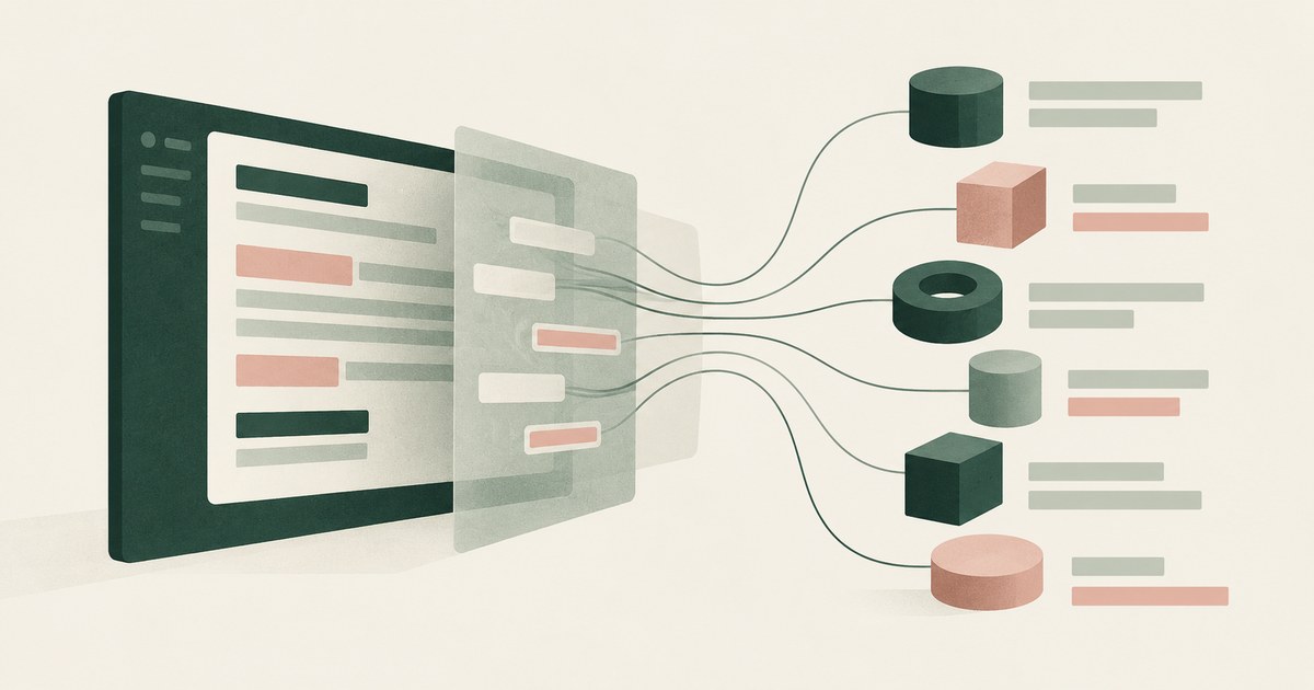 A sensitive page passes through layered field masks and connects to several differently shaped agent endpoints.