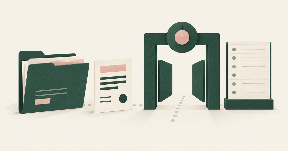 A claim folder and payment document wait before an approval gate and recorded decision sheet, illustrating an adjuster's payment authority.