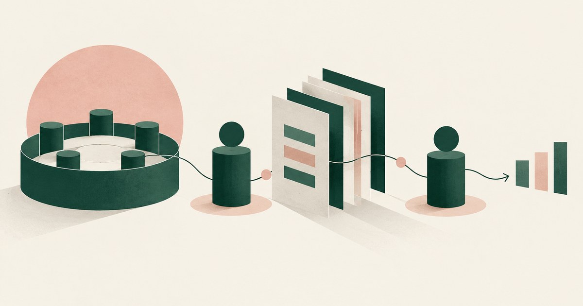A governance circle connects an accountable approver, a stack of workflow policies, and a second approval point.